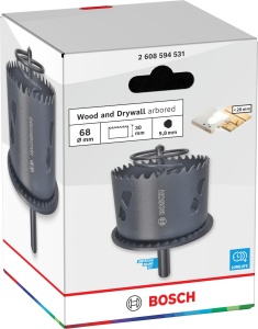 Dispozitiv de taiere Bosch 1x Lochsage cu adaptor si randsenker pentru lemn si pereti de gips-carton, 68 mm - Img 2