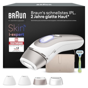 Dispozitiv IPL pentru Epilare Braun Skin iexpert 7 PL7387, Roz Auriu, 2 Ani de Piele Catifelata