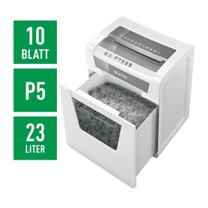 Distrugator de documente Leitz IQ Office P5, microcutter, 11 foi, 23L, alb - Img 2