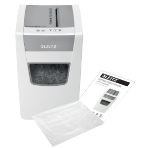 Distrugator de documente Leitz IQ Slim Office S P4 Alb Capacitate 12-14 coli Particule 4x28 mm 23L - Img 9