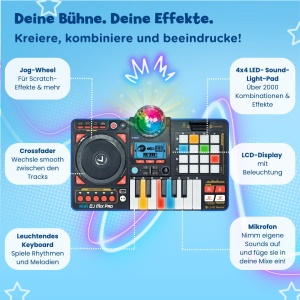 DJ-Pult VTech Kidi DJ Mix Pro cu Keyboard, Discolight si Bluetooth - Img 4
