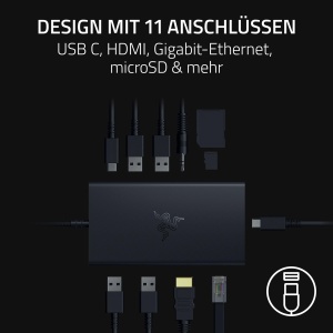 Docking Station Razer USB-C - 11 porturi, HDMI 4K, Gigabit Ethernet, Negru - Img 2