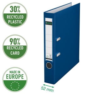 Dosar cu mecanism Leitz 180, A4, 5 cm, 350 foi, reciclabil, albastru - Img 2