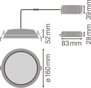 Downlight LED Ledvance 160 mm, Aluminiu, IP44, Lumina Calda - Img 3