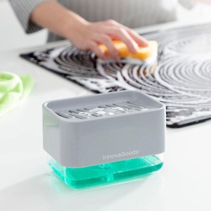 Dozator sapun 2-in-1 InnovaGoods Pushoap 330 ml Compact VerdeGri - Img 5