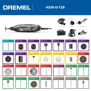 Dremel 4250 Multitool 175W Viteza Variabila 5000-35000 RPM Kit cu 6 Accesorii si 128 Piese - Img 3