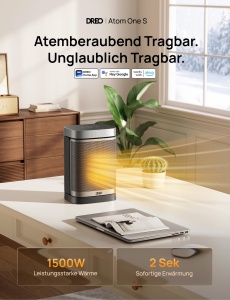 Dreo Heater314S Incalzitor Electric 1500W Termostat Digital Oscilatie 70deg Compatibil Alexa si Google Assistant - Img 2