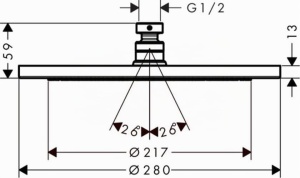 Dus cu cap de dus Croma Hansgrohe 280 mm, Crom, 1 jet - Img 3