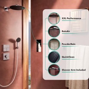 Dus cu cap de dus hansgrohe Raindance Alive S 300 mm, Crom, 2 Straluri - Img 2