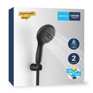 Dus cu mana GROHE Vitalio 110, 2 moduri de jet, negru, 1.5m furtun