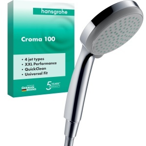 Dus cu mana hansgrohe Croma 100, 4 tipuri de jeturi, crom, 100 mm