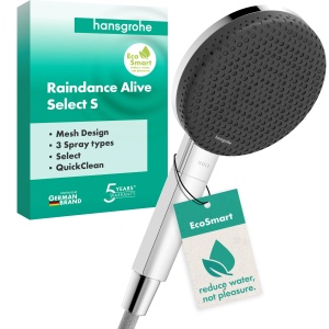 Dus cu trei tipuri de jet hansgrohe Raindance Alive Select S, EcoSmart, crom