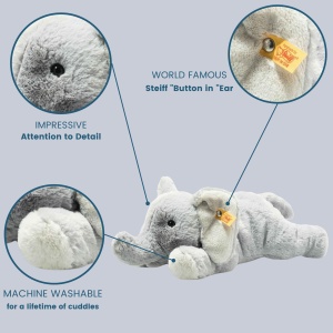 Elefant de Plus Elna 28 cm - Steiff - Gri, Spalabil, Moale - Img 2
