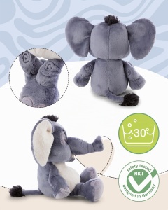 Elefant Plush NICI EL-Flora 35cm - gri, cu accente roz, ideal pentru copii - Img 4