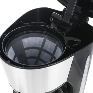 Emerio CME-122933, aparat de cafea cu filtru, 1,25 l pentru pana la 10 cani de cafea proaspata, filtru permanent detasabil, functie anti-picurare, vas de cafea din sticla, oprire automata, 1000 wati, negru/argintiu - Img 3