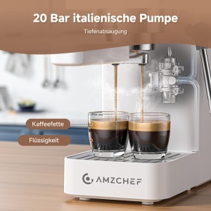 Espressor cafea AMZCHEF 20 Bar, 1350W, 1.5L, Alb - Img 2