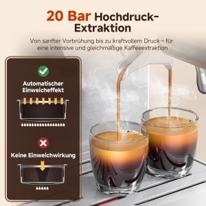 Espressor cafea AMZCHEF cu 20 Bar, 1.8L, Touch Screen, inox - Img 3