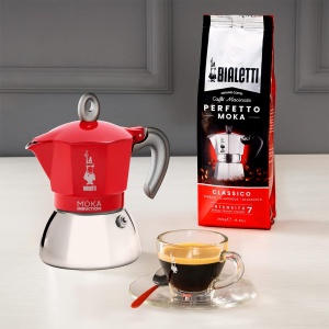 Espressor cafea Bialetti Moka Induction, 6 cesti, inox, rosu - Img 4