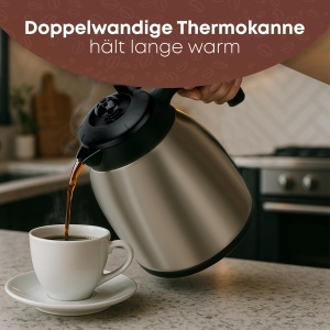 Espressor cafea Clatronic KA 3328, 2 termokanne, 1 litru, 870 W, negru - Img 3