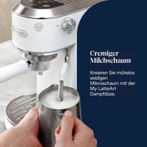 Espressor cafea DeLonghi Dedica Duo, 15 cm, alb, cu spumator manual - Img 6