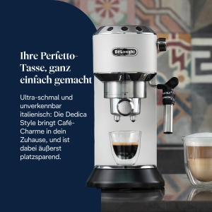 Espressor cafea DeLonghi Dedica EC 685.W, 15 bar, alb, cu spumator de lapte - Img 2