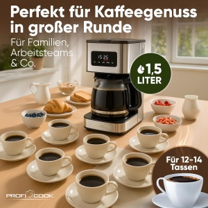 Espressor cafea ProfiCook PC KA 1299, 12-14 cesti, 900W, inox - Img 2