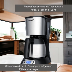 Espressor cafea Steba KM F3, 8 cesti, termokanna, inox - Img 3