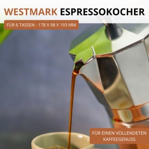 Espressor cafea Westmark Brasilia, 6 cesti, aluminiu, argintiu - Img 2