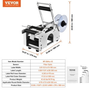 Etichetator electric VEVOR MT-50Alu-V1 pentru sticle rotunde 20-50 eticheteminut - Img 7