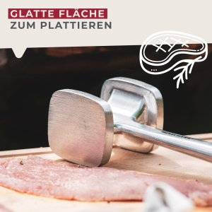 Fackelmann Fragezitor de carne cu manere moale pentru a preveni alunecarea - Ciocan de carne cu suprafata aspra si neteda - Aplatizator de carne pentru placare si atingere, negru - Img 6