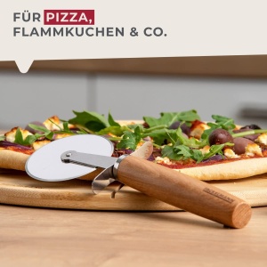 Fackelmann Pizzaschneider 21 cm Lama din otel inoxidabil Maner ergonomic din lemn de fag - Img 6