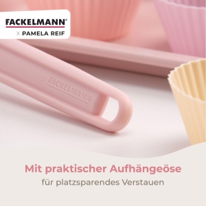 Fackelmann Schneebesen x Pamela Reif 26 cm Pastel Roz Silicon Platin Rezistent la Temperatura - Img 4