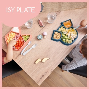 Farfurie de invatare Babymoov ISY PLATE, 3 compartimente, silicon, albastru - Img 2