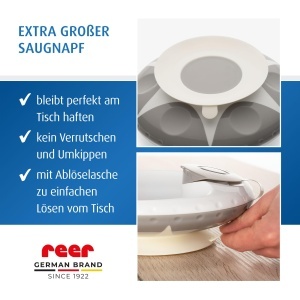 Farfurie pentru bebelusi reer cu suctiune, rutschfest, grialb, spulber, 19.5 x 18.7 cm - Img 5