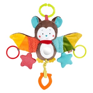 Fehn Activity Play Animal Bat - Jucarie de abilitati motorii pentru carucior, patut si scaun auto pentru copii pentru musca, apucare si sunete - Jucarie de dentitie pentru bebelusi si copii de la 0+ luni