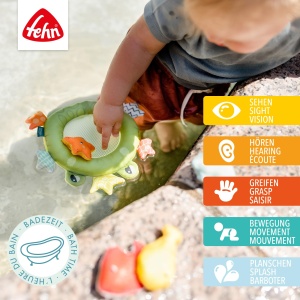 Fehn Bath Animal Frog Bath Bath Landing Plase - Jucarie de baie pentru bebelusi pentru cada - Jucarie de apa plutitoare pentru distractie vesela la baie - Jucarii de cada pentru bebelusi si copii mici de la 0+ luni - Img 2