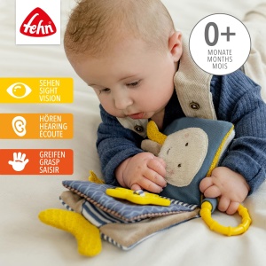 Fehn Cloth Book Otter - Carte de sentimente cu motive de animale: 8 pagini cu culori si functii interesante pentru a simti, a prinde si a te minuna - un partener perfect pentru acasa si in deplasare de la 0+ luni - Img 3