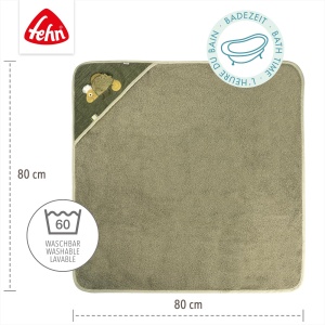 Fehn Kapuzenbadetuch Chameleon 042498 Prosop bebe cu gluga 80x80 cm material moale - Img 5