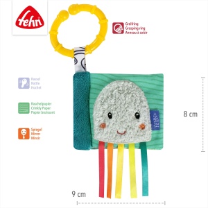 Fehn Mini-Knisterbuch Tintenfisch 043082 Carte senzoriala pentru bebelusi 6 pagini cu materiale interactive - Img 5
