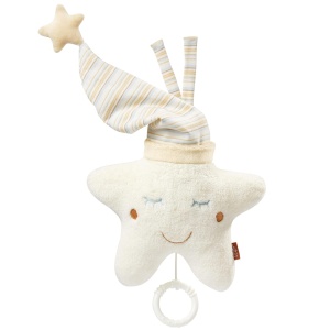 Fehn Music Box Baby Sleep Aid Star - Cutie muzicala cu jucarie detasabila pentru agatat - Melodie de ajutor pentru somn "Stii cate stele mici in picioare" - Jucarii pentru bebelusi si copii de la 0+ luni