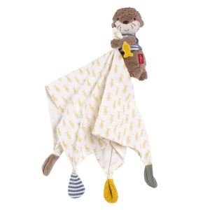 Fehn Muslin Cuddly Blanket Otter - Ajutor pentru somn si plapuma pentru animale de plus cu panza de masusina de bumbac si figurina de joaca draguta - pentru bebelusi si copii mici de la 0+ luni