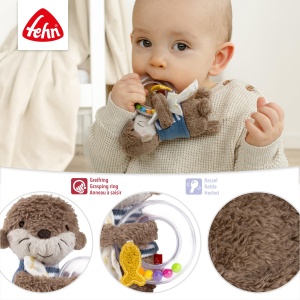 Fehn Rattle Ring Otter - jucarie de prindere pentru zornait, simtire, joaca cu un animal de plus moale si dragalas - un insotitor fidel pentru bebelusi si copii mici de la 0+ luni - Img 5