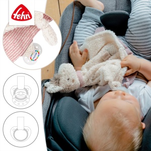 Fehn Schmusetuch Lama Deluxe 34 cm Material moale cu prindere pentru suzeta - Img 4