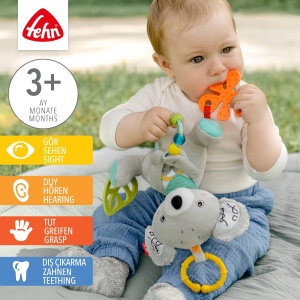 Fehn Toy Baby Koala - Jucarie pentru abilitati motorii cu inel de atasare - Jucarie de joaca cu elemente de prindere - Jucarii pentru bebelusi pentru a musca, apuca si descoperi - Jucarie de plus pentru bebelusi si copii mici de la 3+ luni - Img 2