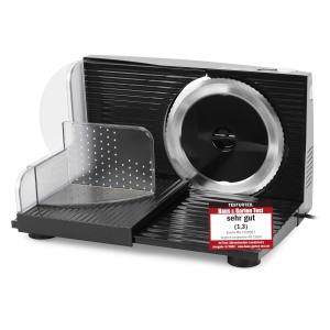 Feliator de alimente Emerio "Made in EU", unitate de cutit din otel inoxidabil produs in Germania, reglabil 0-17mm, fara BPA, pliabil cu economie de spatiu, cu intrerupator de siguranta, Eco 100 Watt, MS-125000.1, Negru - Img 1