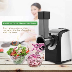 Feliator electric de legume COOCHEER Feliator de legume, 150W Razatoare electrica de bucatarie Tocator de legume Rasp de legume cu 5 lame conice - Img 3