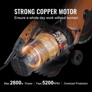 Ferastrau electric pentru beton VEVOR DC305, 2800 W, 305 mm, adancime taiere 114 mm - Img 4