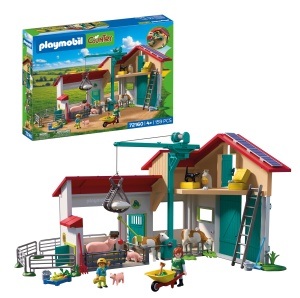 Ferma de animale PLAYMOBIL 72160 cu Ladekran, Stal, Animale si Accesorii