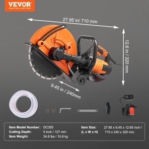 Feronerie Betonsca VEVOR DC355, 356 mm, 2800 W, adancime taiere 127 mm - Img 7