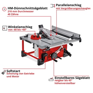 Feronier cu acumulator Einhell TE-TS 36210 Li, 70 mm inaltime taiere, masa din aluminiu - Img 3